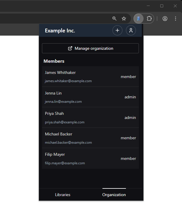 Organization members screenshot